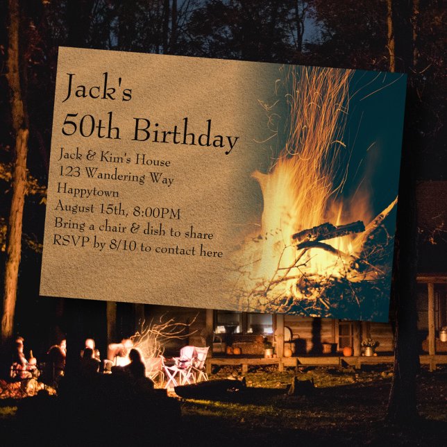 Invitation Feu de joie de fête d'anniversaire dans la cour (Créateur téléchargé)