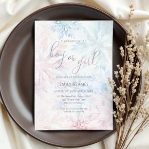 Invitation Feu de neige rose d'hiver pour garçon ou fille