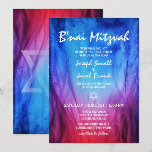 Invitation Feu Glace Bleu Rouge    Étoile de David Bar Mitzva
