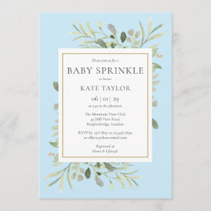 Invitation Feuillage aquarelle bébé garçon Baby Sprinkle