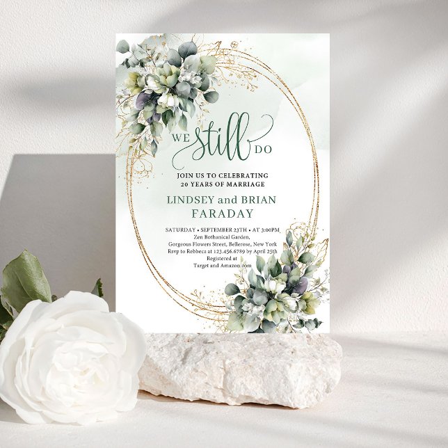 Invitation Feuillage Botanique Vert Poussiéreux Nous Invitons (Dusty Green Botanical Foliage We Still Do Invite)