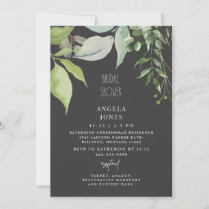 Invitation Feuillage Charbon de Bois Fête de Mariage Verdure