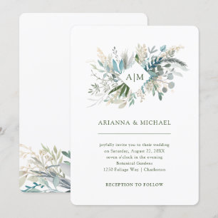 Invitation Feuillage Chic   Mariage Monogramme