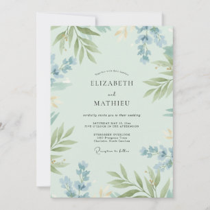 Invitation Feuillage Ciel Mousse de Mer Eucalyptus Gris Maria
