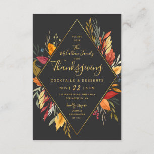 Invitation Feuillage d'aquarelle de cocktail de thanksgiving