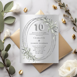Invitation feuillage d'argent pour les 10 ans de m