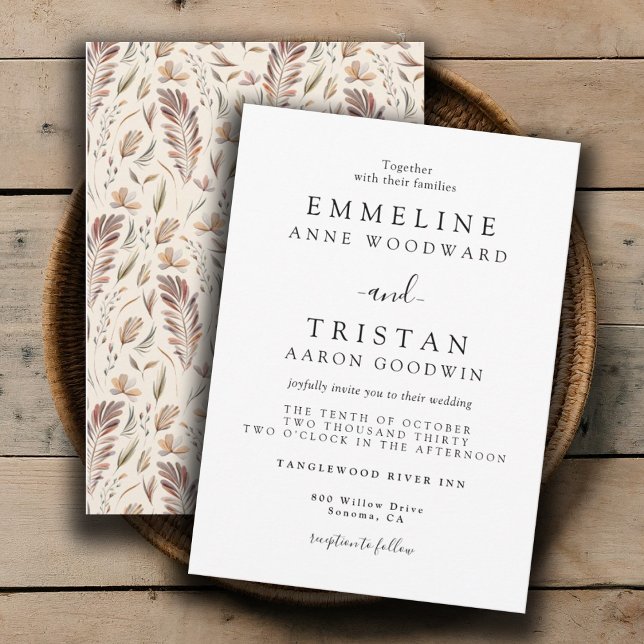 Invitation Feuillage d'automne de Boho | Mariage botanique (Créateur téléchargé)