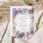 Invitation Feuillage de couleur rose pourpre 21e anniversaire<br><div class="desc">Elégante et artistique rose vif et violet aquarelle fleurie et feuillage 21e anniversaire invitation pour les femmes. Le texte est entièrement personnalisable,  donc concevoir ces invitations pour n'importe quel âge. Contactez-moi pour obtenir de l'aide sur vos personnalisations ou pour demander des produits Zazzle supplémentaires pour votre groupe.</div>