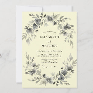 Invitation Feuillage de crême de charbon de bois Eucalyptus M