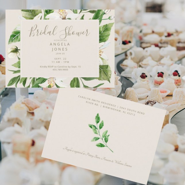 Invitation Feuillage de crème moderne Fête des mariées floral (Créateur téléchargé)