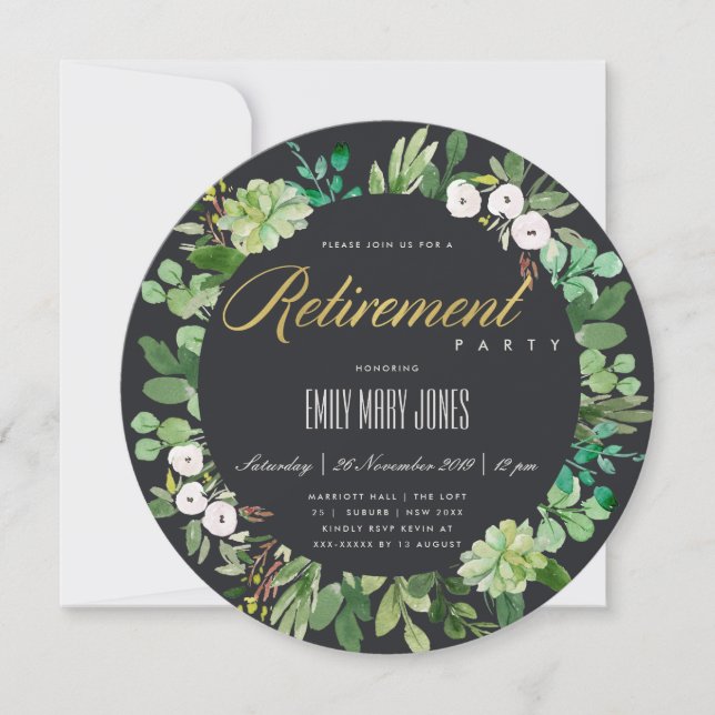 INVITATION FEUILLAGE DE EUCALYPTUS SUCCULENT AQUARELLE RETRAI (Devant)