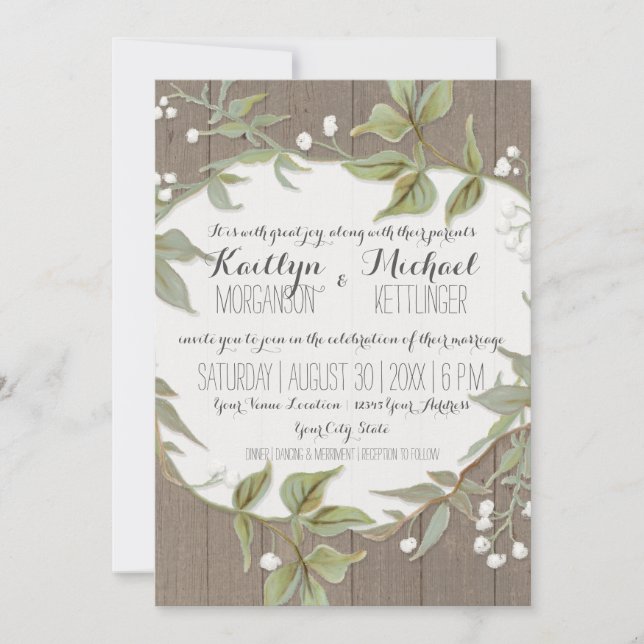 Invitation Feuillage de feuilles de laurier de clôture en boi (Devant)