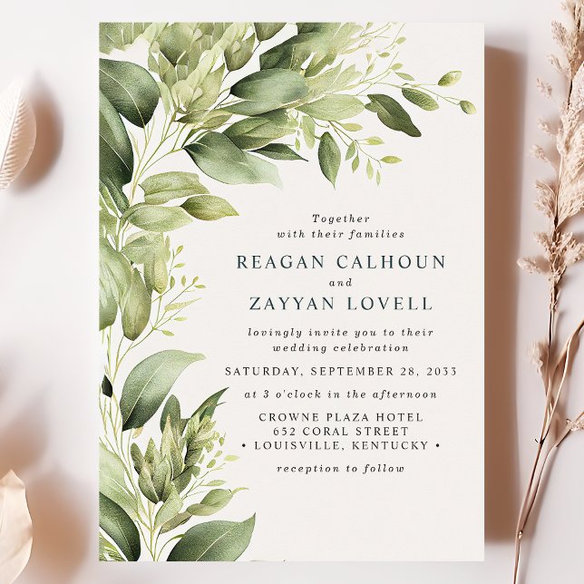 Invitation Feuillage de feuilles d'eucalyptus pour un mariage (Créateur téléchargé)