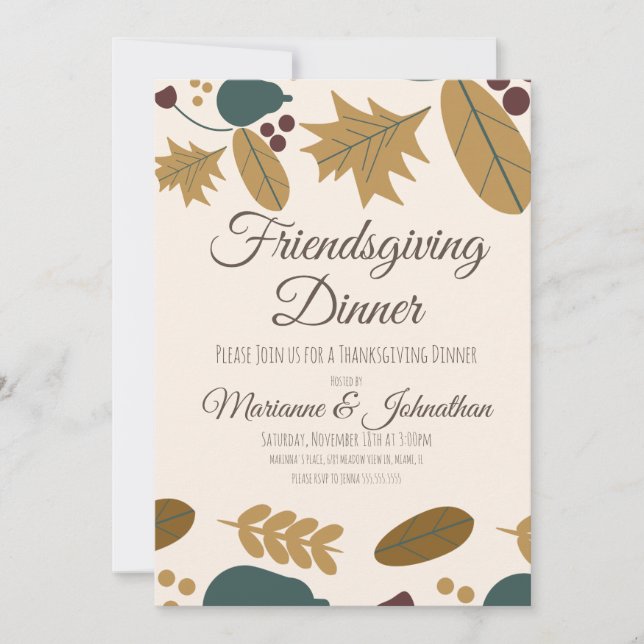Invitation Feuillage de Friendsgiving pour la fête de Thanksg (Devant)