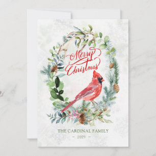 Invitation Feuillage de verdure, Noël cardinal aux oiseaux