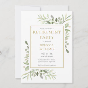 Invitation Feuillage de verdure pour fête de retraite