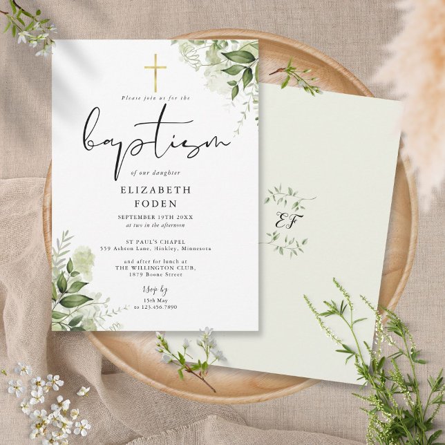 Invitation Feuillage de verdure rustique élégant monogramme b (Créateur téléchargé)