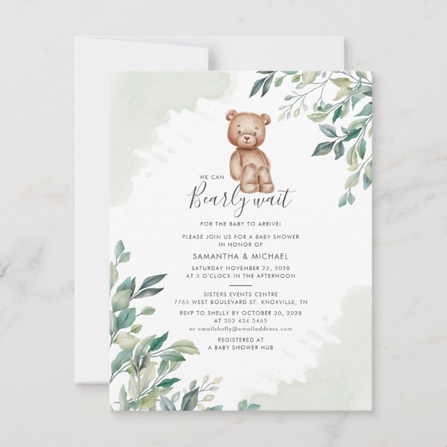 Invitation Feuillage d'eucalyptus Couples Baby Shower (Devant)