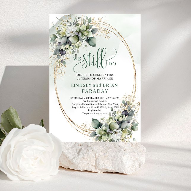 Invitation Feuillage d'Eucalyptus Vert Poussiéreux Nous Invit (Dusty Green Eucalyptus Greenery We Still Do Invite)