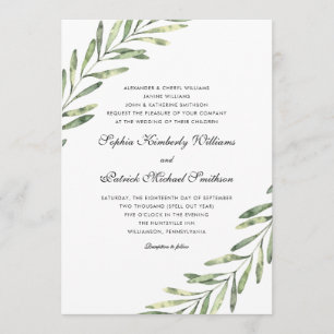 Invitation Feuillage élégant   3 définit les parents hébergea