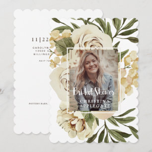 Invitation Feuillage et Fête des mariées de photo florale Sca