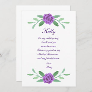 Invitation Feuillage Floral Violet Foliage Maid Of Honor Card