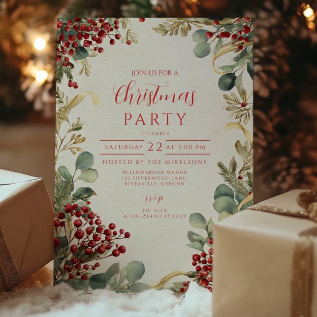 Invitation Feuillage hivernal festif de Noël (Créateur téléchargé)