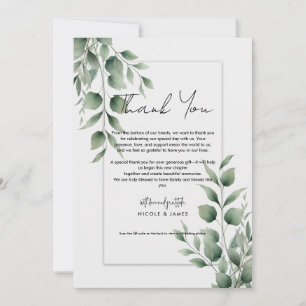 Invitation Feuillage minimaliste Remerciement moderne blanc