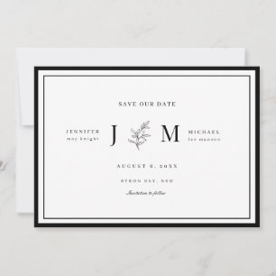 Invitation Feuillage moderne et minimaliste sauvez la date