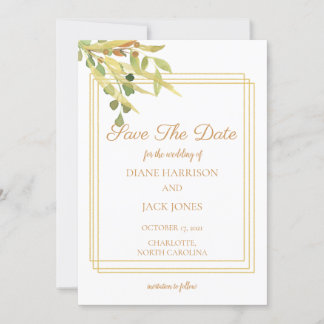 Invitation Feuillage Or Simple