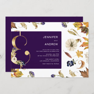 Invitation feuillage pourpre d'automne et Mariage floral Invi