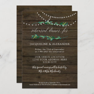 Invitation Feuillage rustique Twinkle Fairy Lights Dark Barn