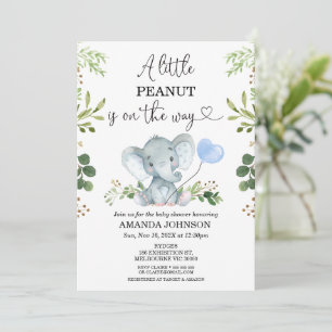 Invitation Feuillage Un Petit Baby shower D'Éléphant D'Arachi