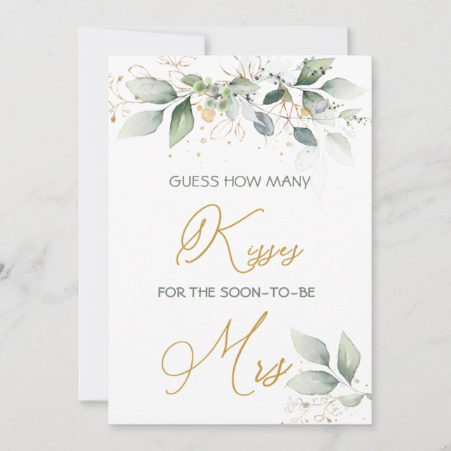 Invitation Feuillage verdoyant Devinez combien de baisers jeu (Devant)