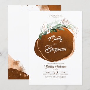 Invitation Feuillage vert et huile de cuivre Mariage moderne