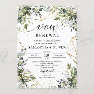Invitation Feuillage vert eucalyptus feuille vow renouvelleme