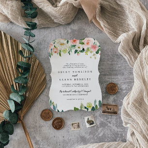 Invitation Feuillage vert floral simple Mariage traditionnel