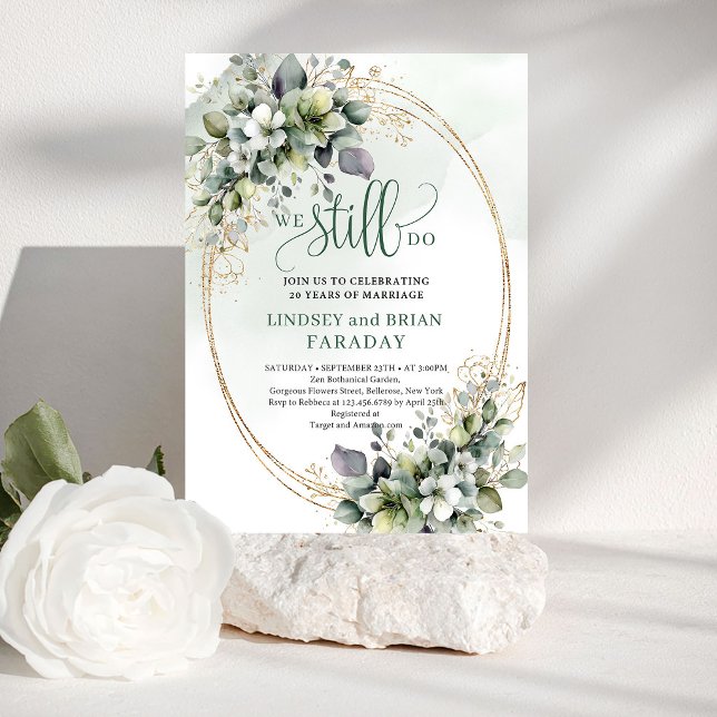 Invitation Feuillage Vert Sauge Botanique Nous Invitons Toujo (Sage Green Foliage Botanical We Still Do Invitation)