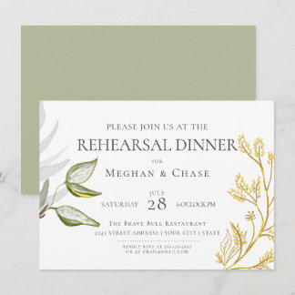 Invitation Feuillage vert sauge et or