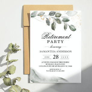 Invitation Feuille d'aquarelle verte douce Poussière d'or