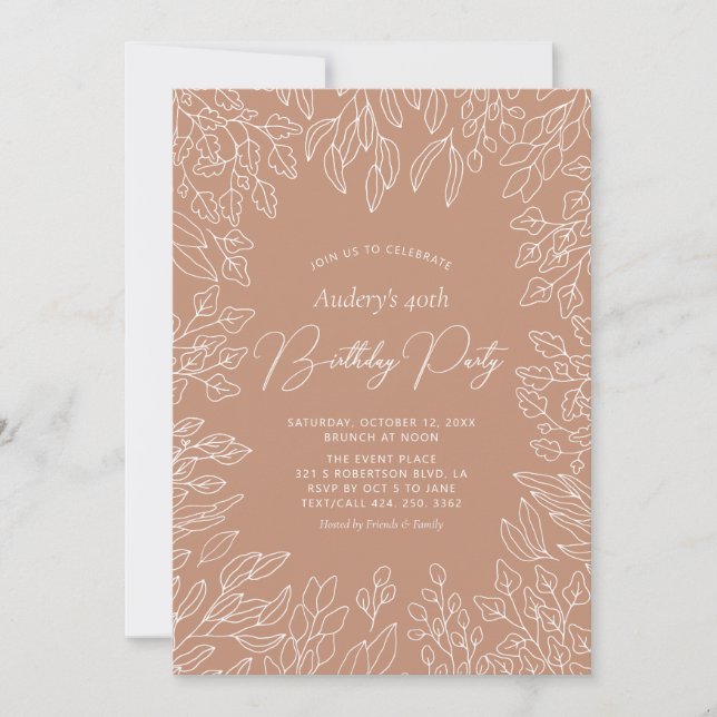 Invitation Feuille d'automne | Fête d'anniversaire moderne d' (Devant)