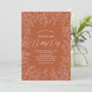 Invitation Feuille d'automne   Fête d'anniversaire moderne d'