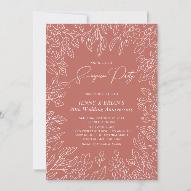 Invitation Feuille d'automne | Moderne Mariage Anniversaire d (Devant)