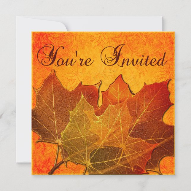 Invitation Feuille d'automne orange, coutume de Thanksgiving (Devant)