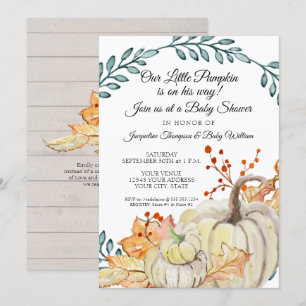 Invitation Feuille de chute rustique sur Baby shower de garço