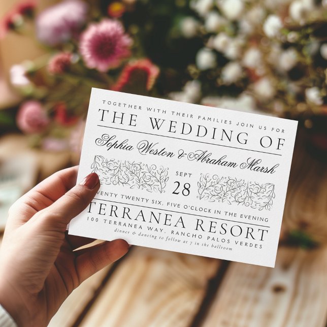 Invitation Feuille de défilement officiel Mariage noir et bla (Créateur téléchargé)