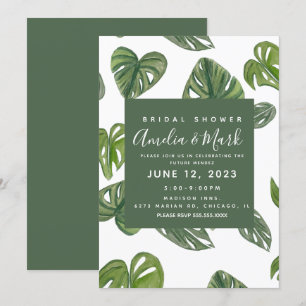 Invitation Feuille de Monstera Adansonii aquarelle manuelle p