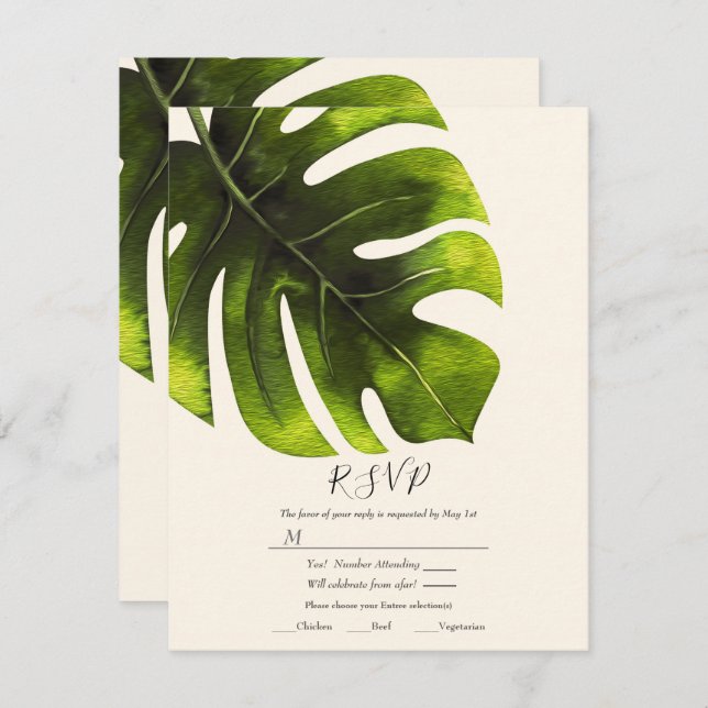Invitation Feuille de palme tropicale Élégant Mariage moderne (Devant / Derrière)