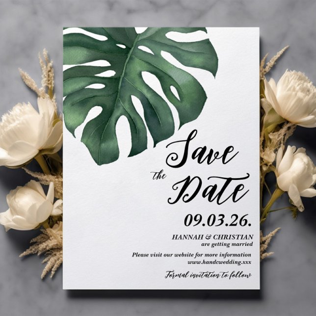 Invitation Feuille de palme tropicale Monstera Enregistrer la (Créateur téléchargé)