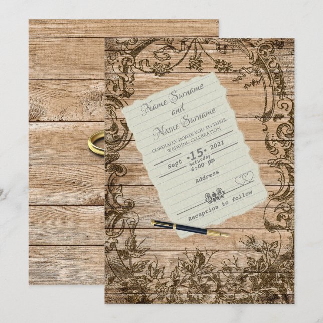 Invitation Feuille de papier (Devant / Derrière)